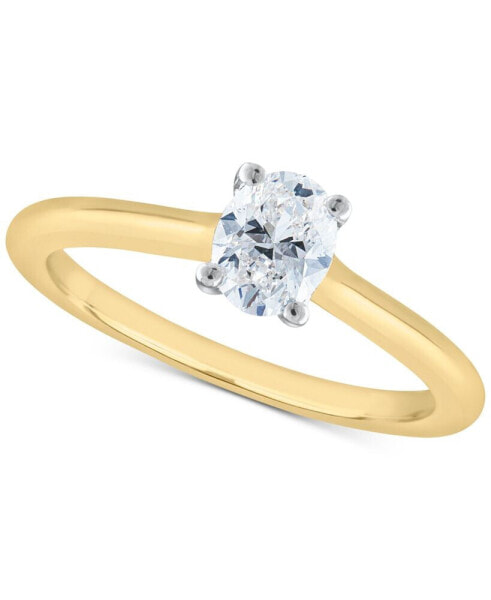 Diamond Oval Solitaire Engagement Ring (1/2 ct. t.w.) in 14k Gold