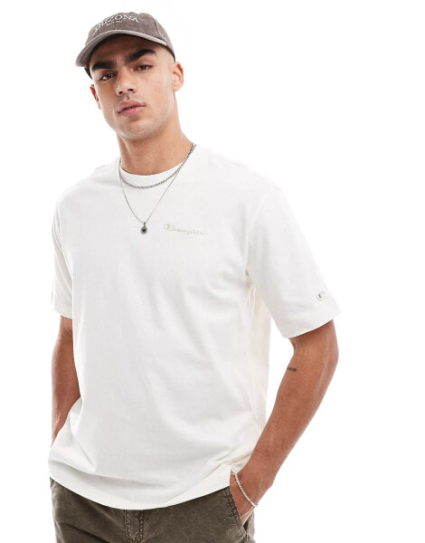 Champion crew neck t-shirt in off white