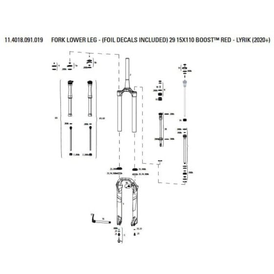 ROCKSHOX Lower Leg With Foil Decals Red Lyrik Flask