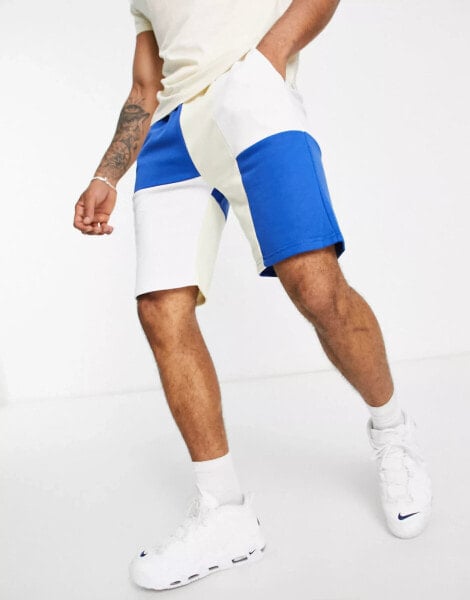 American Stitch co-ord colourblock shorts in khaki & navy