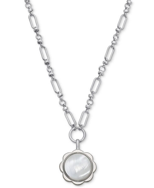 Scalloped Frame Mother-of-Pearl Pendant Necklace, 36" + 2" extender, Created for Macy's