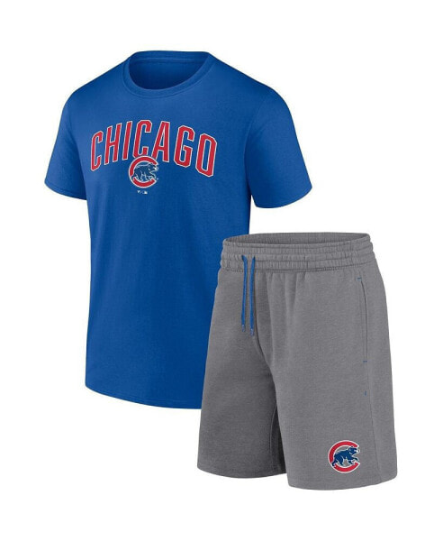 Men's Royal, Heather Gray Chicago Cubs Arch T-shirt and Shorts Combo Set