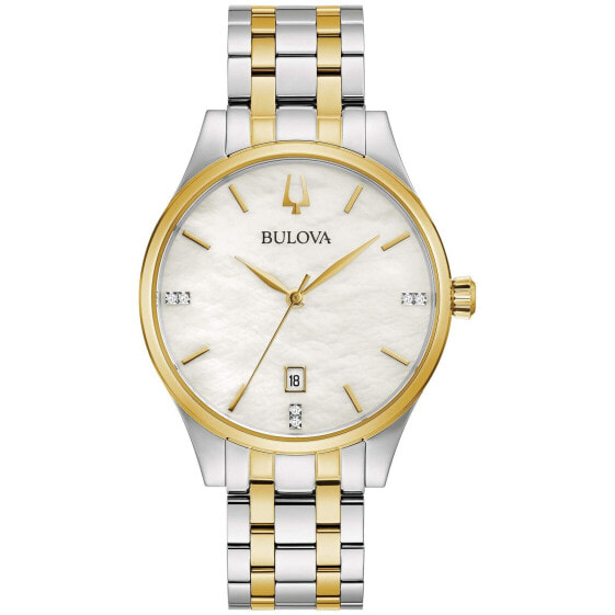 Bulova Ladies' Stainless Steel Bracelet with Diamonds and Mother-of-Pearl Dial