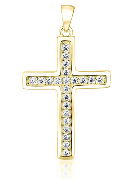 Glittering gold-plated cross pendant SVLP0955XH2GO00