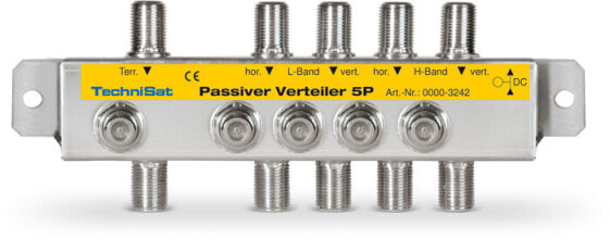 TechniSat Passive Splitter 5P, Silver, 2.2 W, 101.5 mm, 30 mm, 44 mm, 149 x 56 x 30 mm