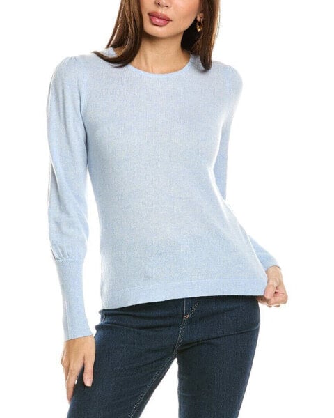 Forte Cashmere Gathered Sleeve Crew Cashmere Sweater Women's