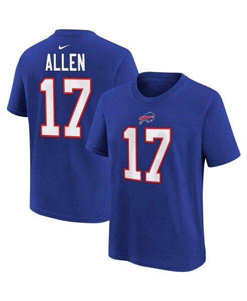 Toddler Boys and Girls Josh Allen Royal Buffalo Bills Player Name and Number T-shirt