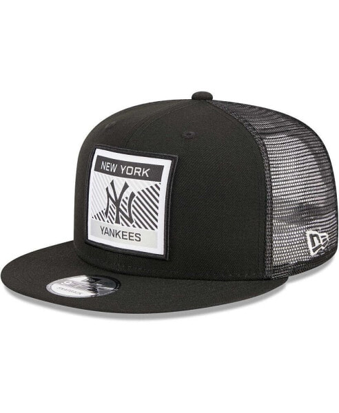 Men's Black New York Yankees Scratch Squared Trucker 9FIFTY Snapback Hat