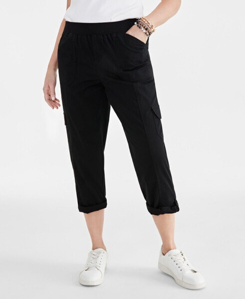 Petite Pull-On Mid-Rise Rolled Cuff Capri Pants, Created for Macy's