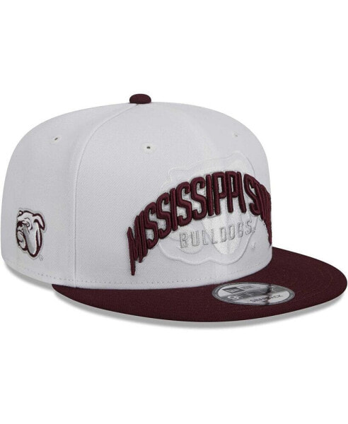 Men's White and Maroon Mississippi State Bulldogs Two-Tone Layer 9FIFTY Snapback Hat