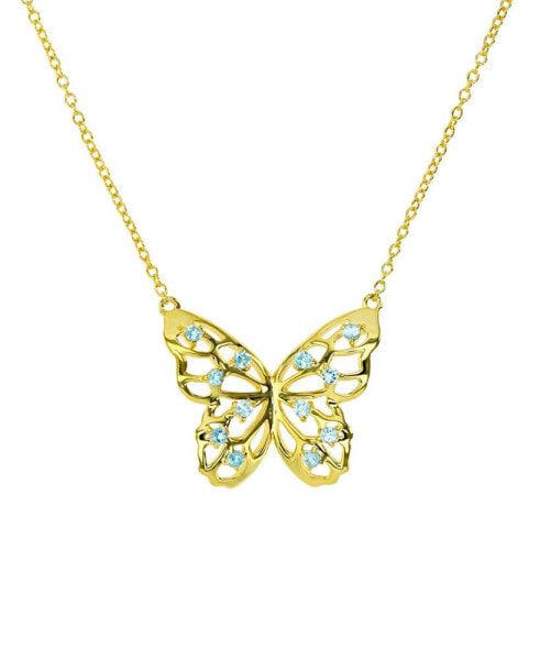 Macy's swiss Blue Topaz Openwork Butterfly 18" Pendant Necklace (1/2 ct. t.w.) in 14k Gold-Plated Sterling Silver