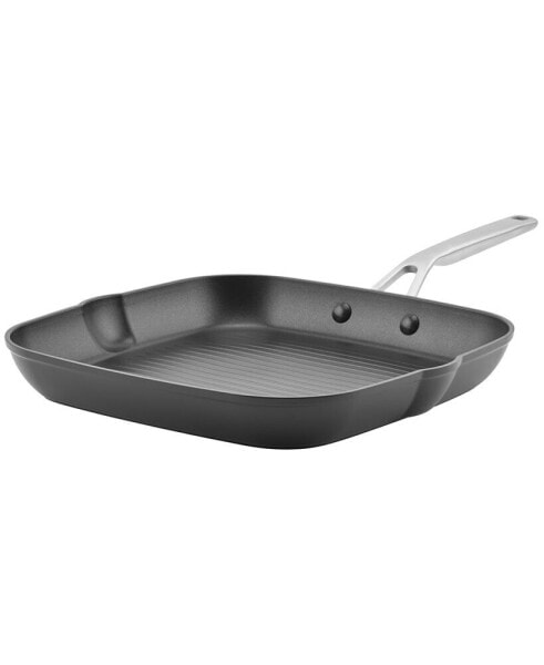 Hard Anodized Induction Nonstick Stovetop Grill Pan, 11.25", Matte Black