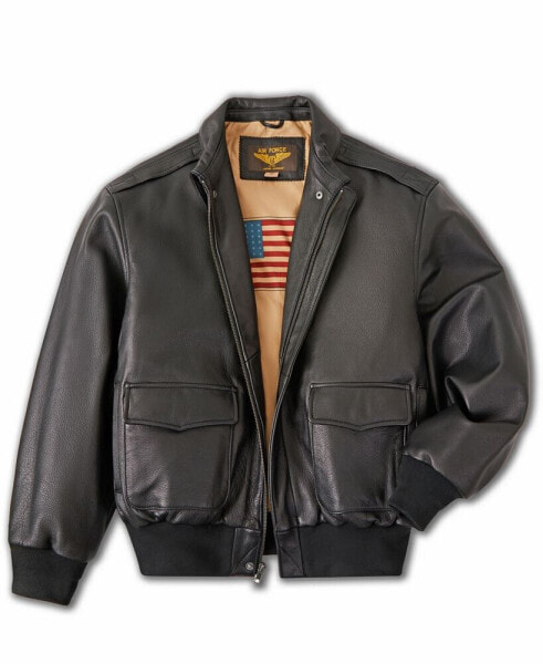 Men A-2 Leather Flight Bomber Jacket - Tall