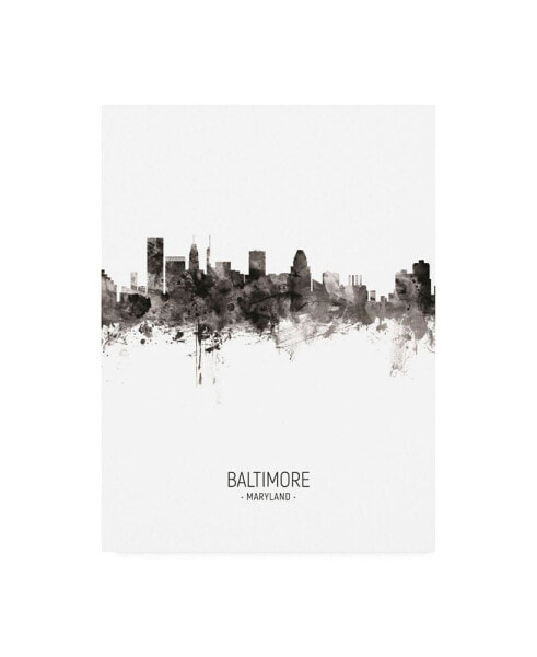 Michael Tompsett Baltimore Maryland Skyline Portrait II Canvas Art - 27" x 33.5"