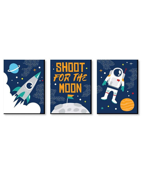 Blast Off to Outer Space - Wall Art Room Decor - 7.5 x 10 inches - 3 Prints