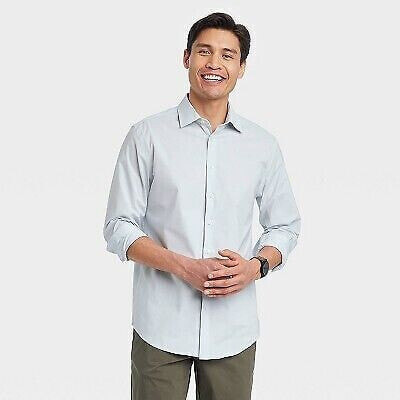 Men's Performance Dress Long Sleeve Button-Down Shirt - Goodfellow & Co Gray L