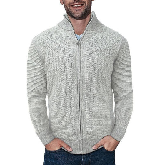 XRAY Men's Mock Neck Full Zip Sweater in Cream XL