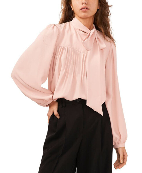 Women's Bow-Neck Long-Sleeve Blouse