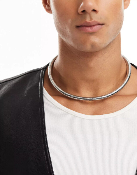 ASOS DESIGN wrap around snake chain choker in silver tone