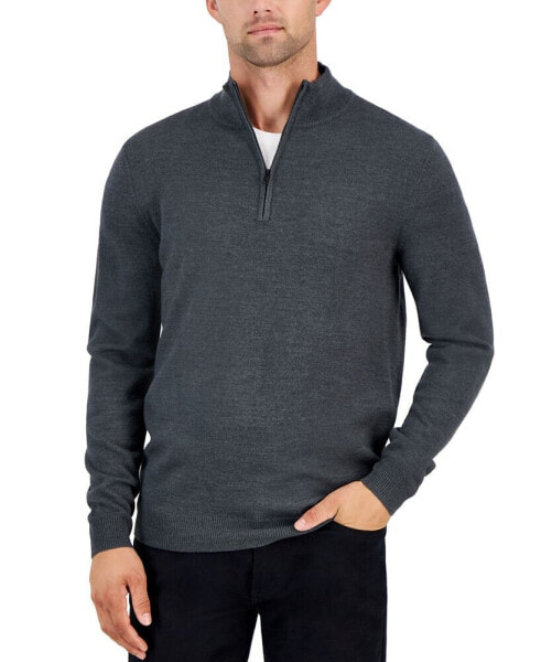 Men's Long-Sleeve Half-Zip Merino Sweater, Created for Macy's