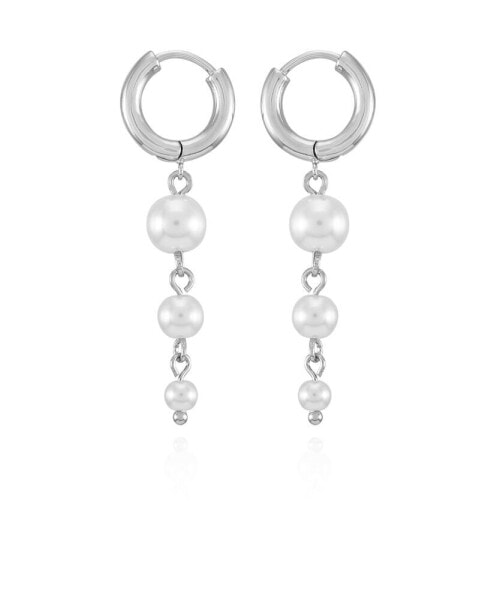 Silver-Tone Imitation Pearl Linear Drop Earrings