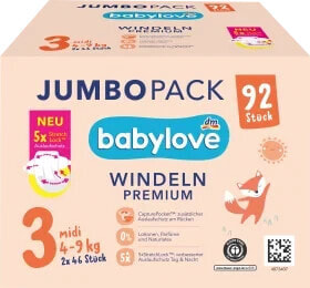 Windeln Gr. 3 Midi (4-9 kg), Jumbopack, 92 St