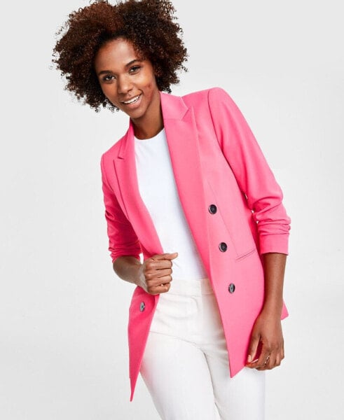 Women's Faux Double-Breasted Boyfriend Jacket, Created for Macy's