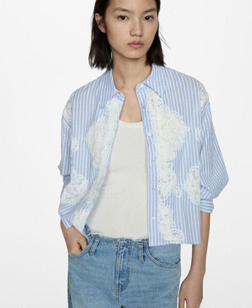 Women's Embroidery Striped Shirt