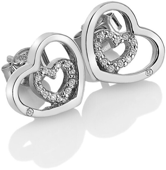 Silver heart earrings Adorable Encased DE548