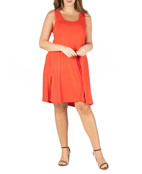 Plus Size Fit and Flare Knee Length Tank Dress