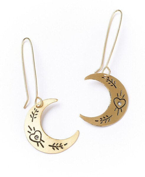 Ruchi Crescent Moon Gold Dangle Earrings