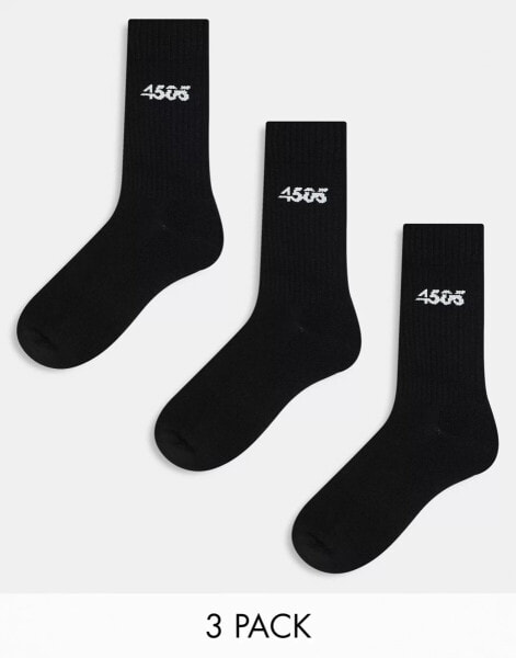 ASOS 4505 Icon 3 pack anti bacterial crew sport socks in black