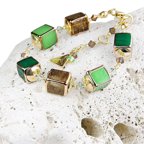 Emerald Shadow design bracelet with Lampglas BCU5 pearls