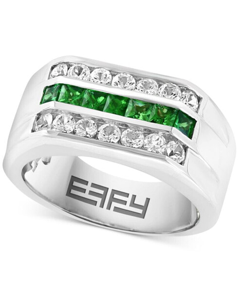 EFFY® Men's Tsavorite (3/4 ct. t.w.) & White Sapphire Ring (1-1/4 ct. t.w.) in Sterling Silver