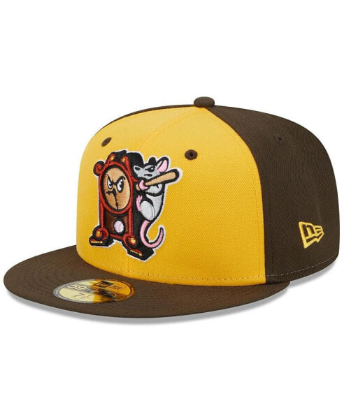 Men's Yellow Hickory Crawdads Theme Nights Hickory Dickory Docks 59FIFTY Fitted Hat