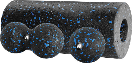 Rebel Zestaw wałek do masażu, roller, piłka, duoball , 3 elementy, kolor czarno-niebieski, materiał EPP, REBEL ACTIVE