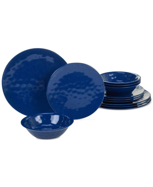 Сервировка стола сертифицированная международная кобальтно-синяя 12-персонный набор посуды из меламина, обслуживание 4