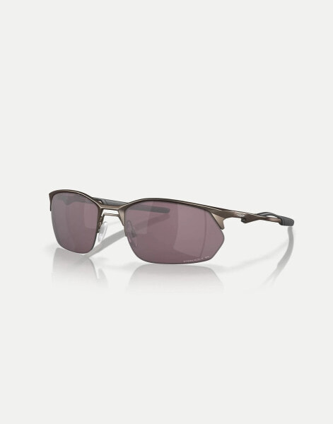 Oakley wire tap 2.0 rectangle polarised sunglasses in grey with brown mirrored lens in pewter