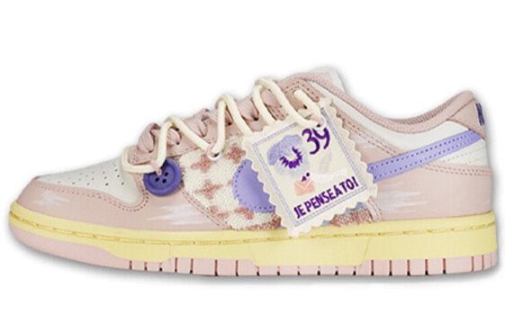 【定制球鞋】 Nike Dunk Low "Pink Oxford" 圣诞节礼物 冬日紫罗兰邮票 解构风 贴布 女生礼物推荐 低帮 板鞋 女款 粉紫 / Кроссовки Nike Dunk Low DD1503-601