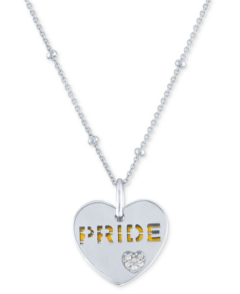 Macy's diamond Accent & Enamel Pride Double Heart 18" Pendant Necklace in Sterling Silver