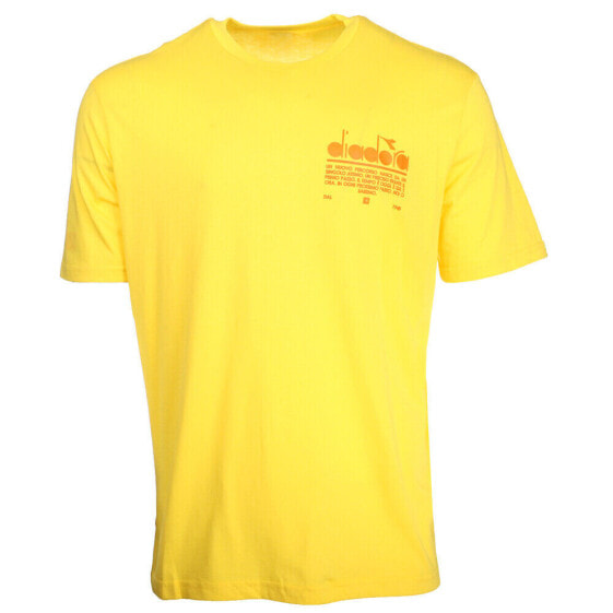 Diadora Manifesto Logo Crew Neck Short Sleeve T-Shirt Mens Yellow Casual Tops 17