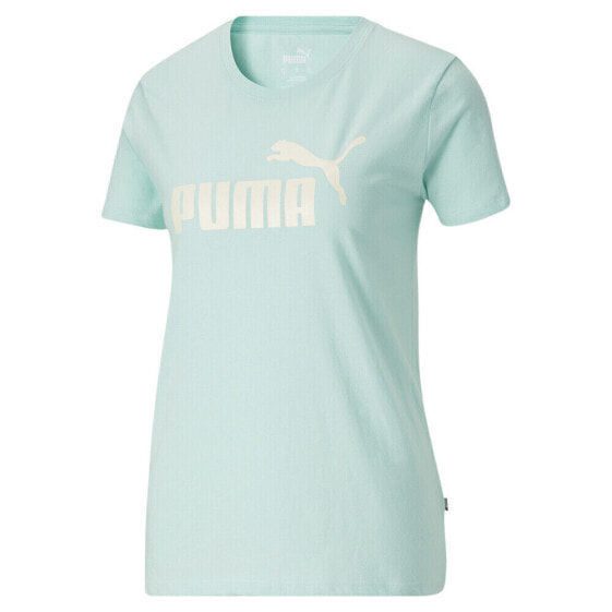 Puma Essentials Logo Crew Neck Short Sleeve T-Shirt Womens Blue Casual Tops 5893