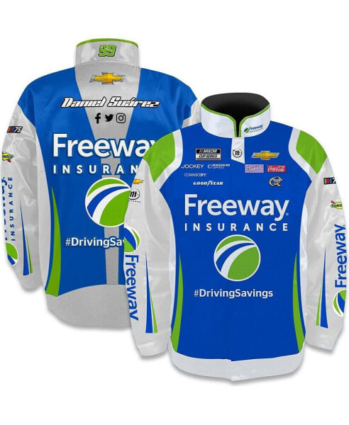 Куртка мужская Trackhouse Racing Team Collection в нейлоне с полной застежкой Daniel Suarez синего цвета Freeway Insurance