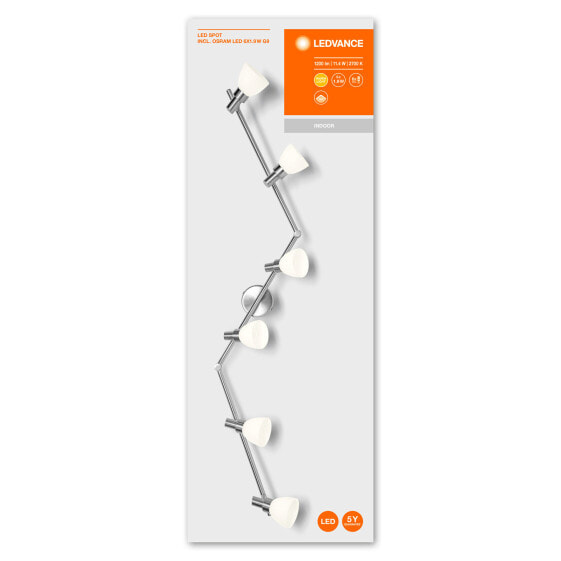 Ledvance SPOT - Surfaced lighting spot - G9 - 6 bulb(s) - LED - 11.4 W - Silver