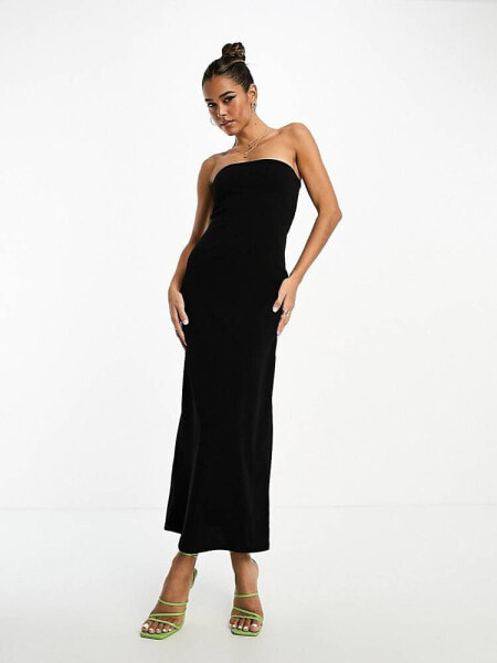 ASOS DESIGN bandeau maxi dress with split hem in black