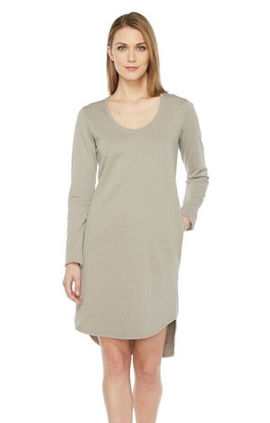 HEATHER 237603 Womens Cotton Long Sleeve Scoop Shift Dress Boulder Size Large