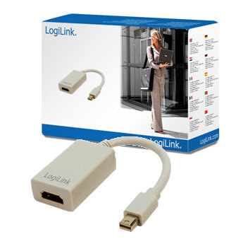 LogiLink CV0036A, 0.1 m, Mini DisplayPort, HDMI Type A (Standard), Male, Female, 6.75 Gbit/s