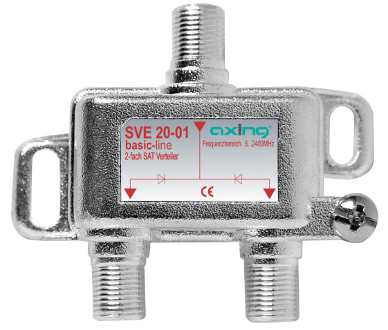 axing SVE02001 - Cable splitter - 75 ? - 5 - 2400 MHz - Silver - 1x F-type - 2x F-type