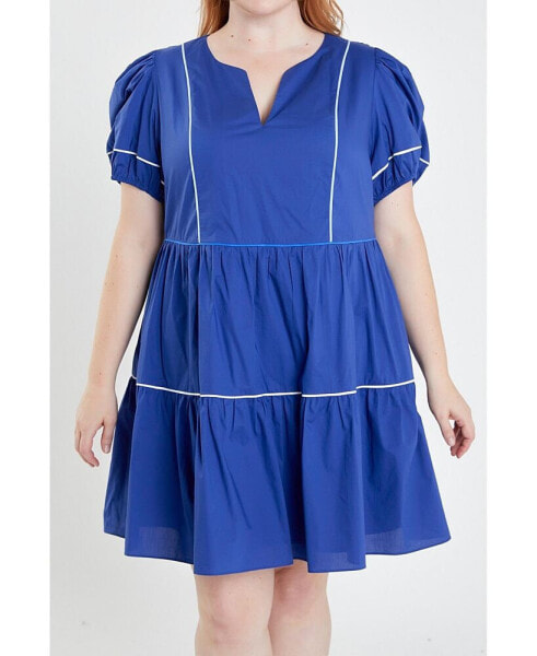 Women's Plus Size Piping Detailed Mini Dress