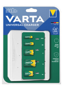 Varta Universal Charger - Nickel-Metal Hydride (NiMH) - Short circuit - 9V - AA - AAA - C - D - 4 pc(s) - Batteries included